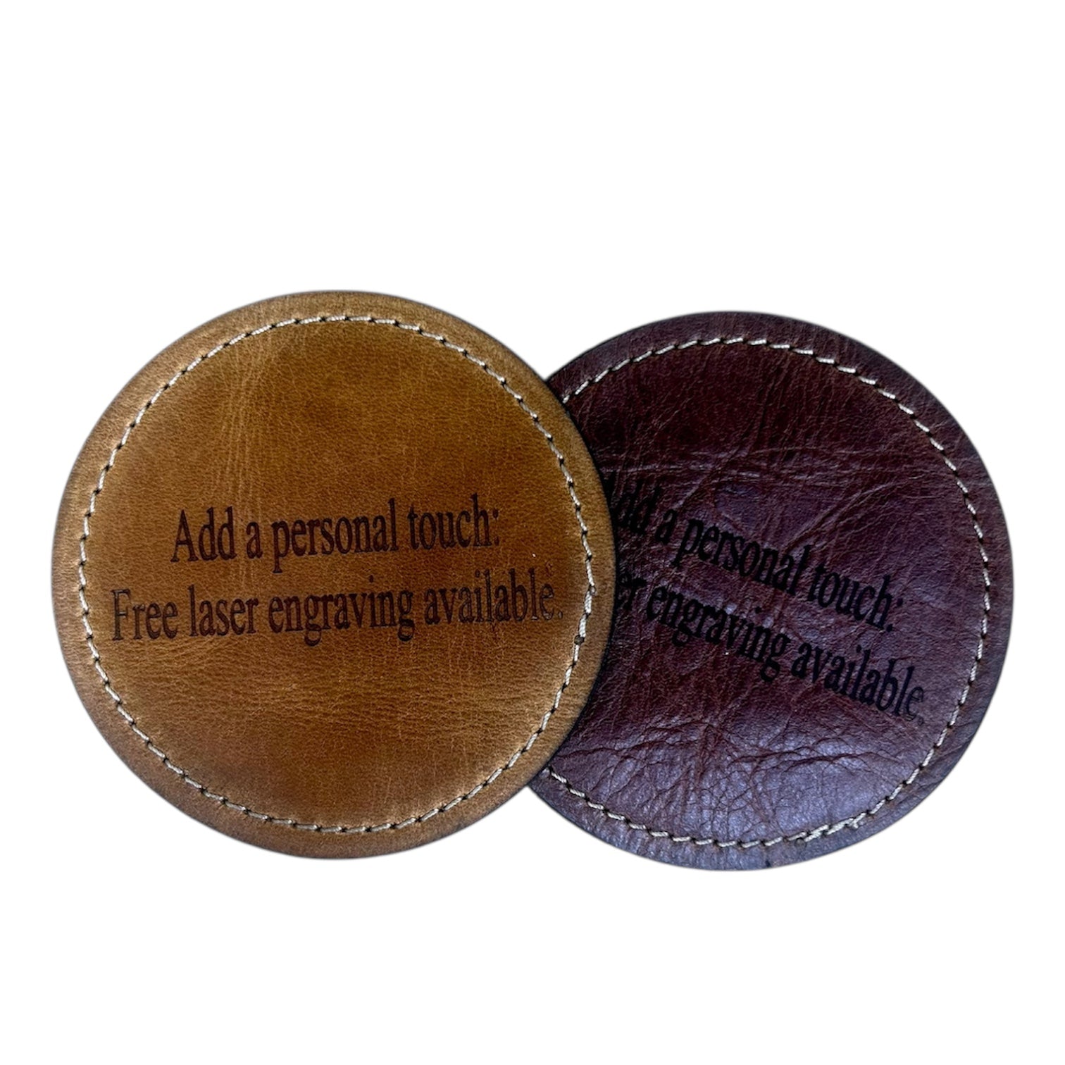 Leather double stiched coasters