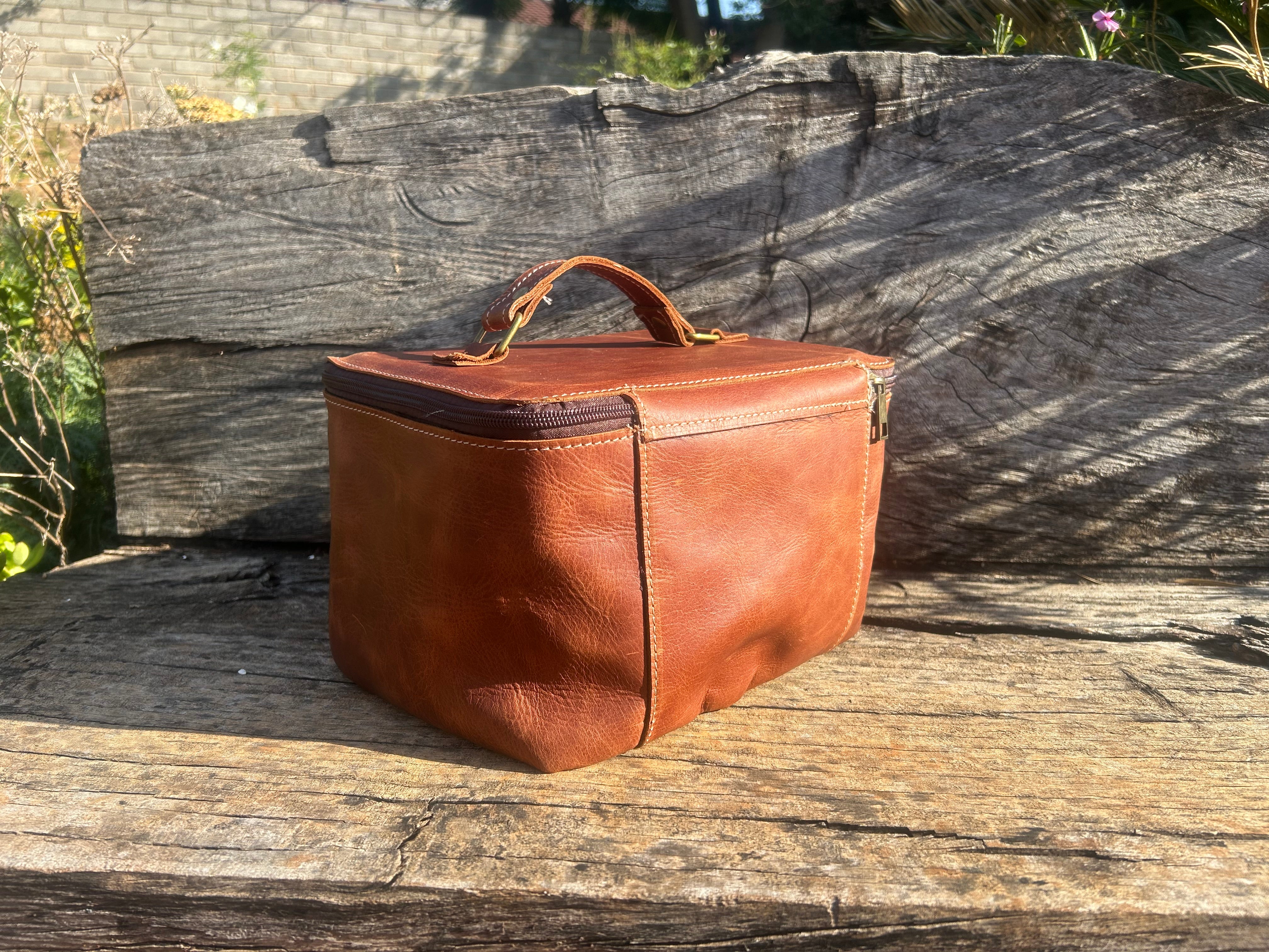 Bespoke Leather Large makeup bag