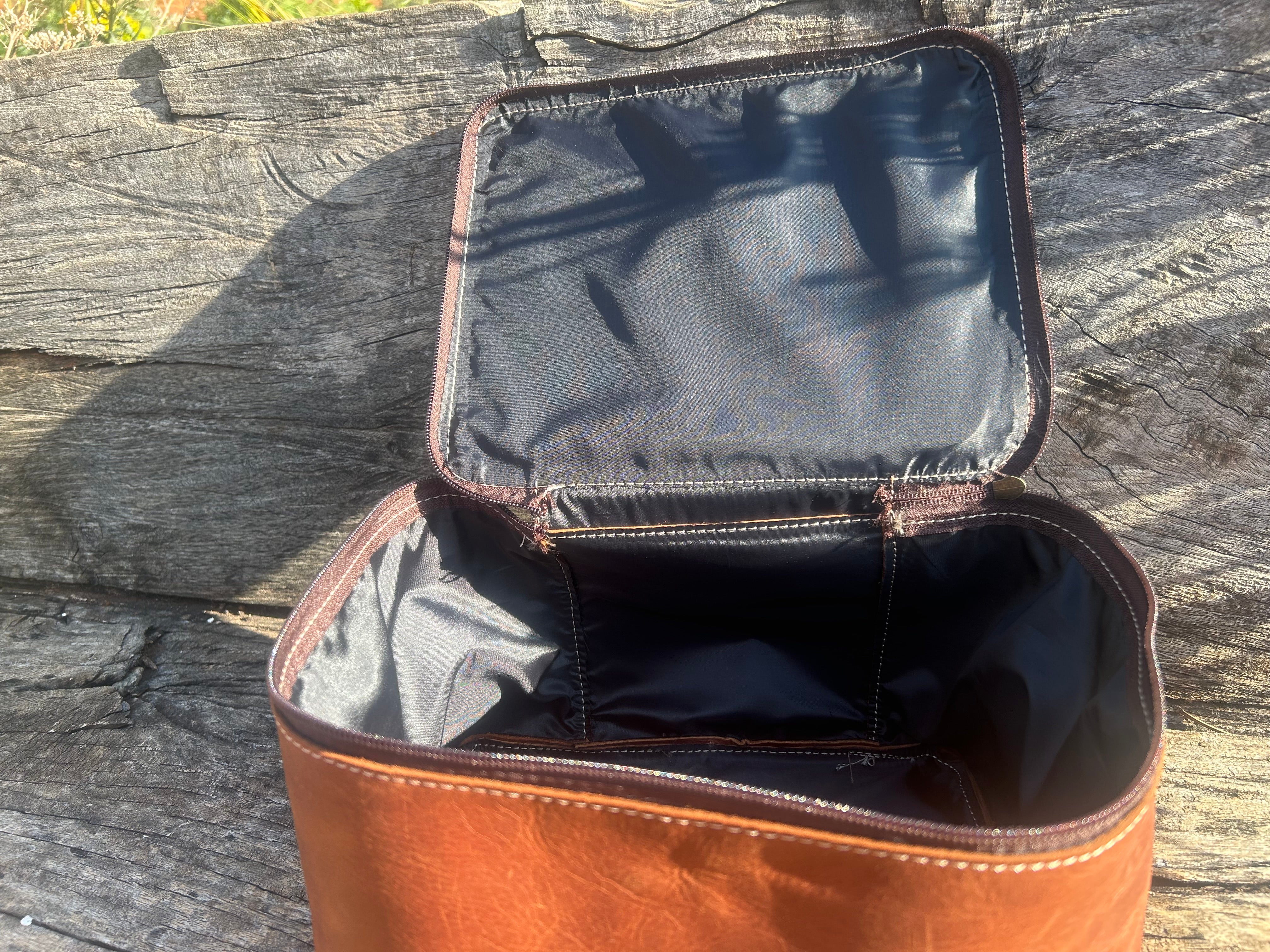 Bespoke Leather Large makeup bag